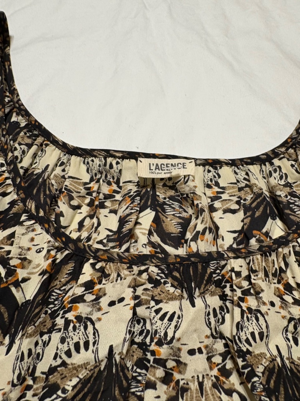 2009 L'AGENCE 100% Silk Butterfly Ruffle Cap Sleeve Top Tank XS NWOT Archival - Picture 3 of 5